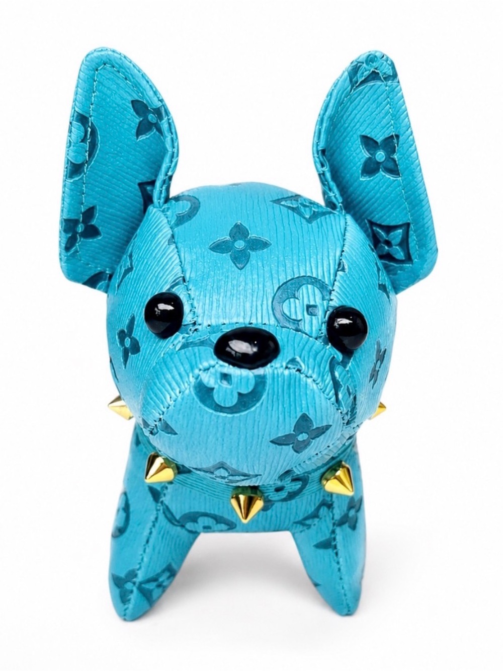 Luxury Blue Dog Key Charm with Gold Chain and Studs - Picture 2 of 6